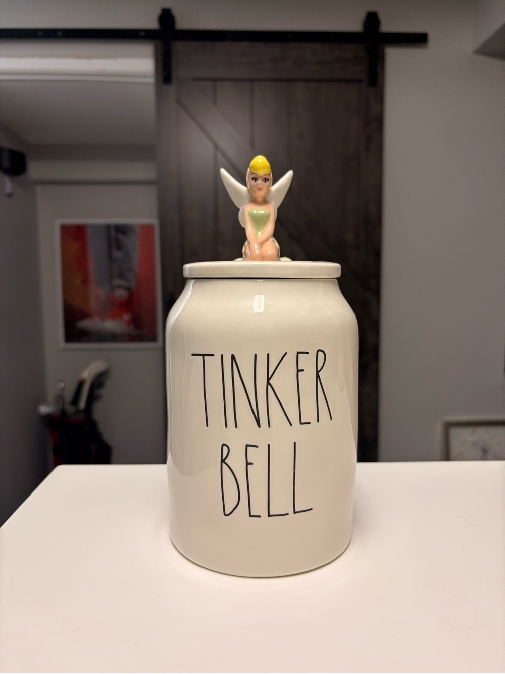 Rae Dunn Disney “TINKER BELL” Canister Tinker Bell Fairy Topper Brand New